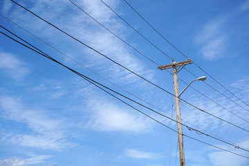 power pole under blue sky