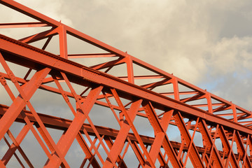 background of painted trusses on a large road bridge