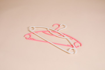 A close up shot of wooden clothes hange