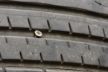 a screw in the tire
