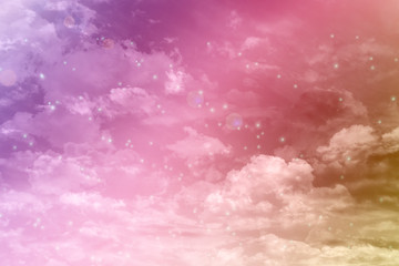 Fancy dreamy puffy clouds on pink heaven sky