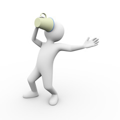 3d man with coffee mug