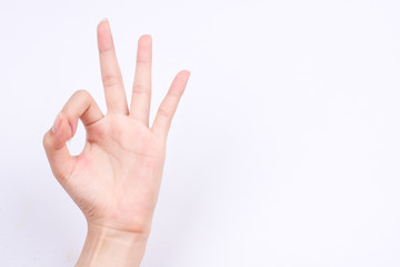 finger hand symbols isolated the concept hand gesturing sign ok okay agree on white background
