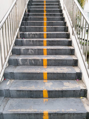 Fototapeta premium Stair for pedestrian overpass with yellow line