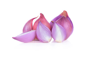 shallots on white background
