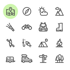 Camping icons with White Background 