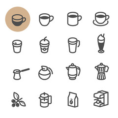 Coffee icons with White Background
