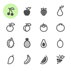 Fruits icons with White Background 