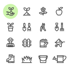 Gardening icons with White Background 
