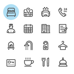 Hotel icons with White Background
