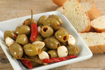 green olives and jalapeno peppers