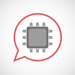 Isolated comic balloon line art icon with a cpu