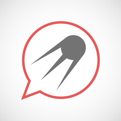 Isolated comic balloon line art icon with a vintage satellite