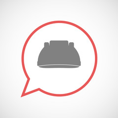 Isolated comic balloon line art icon with a work helmet