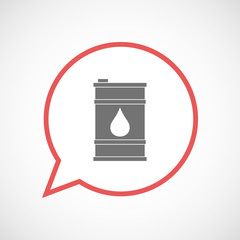 Isolated comic balloon line art icon with a barrel of oil
