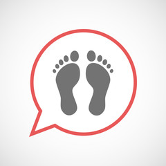 Isolated comic balloon line art icon with two footprints