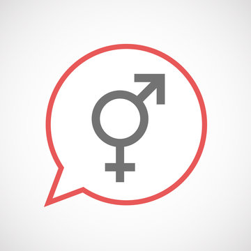 Isolated comic balloon line art icon with a bigender symbol