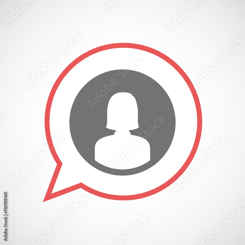 "Isolated comic balloon line art icon with a female avatar" Stock image