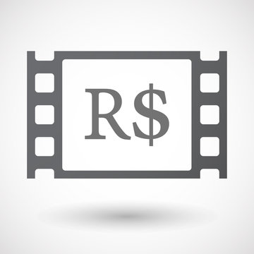 Isolated 35mm film frame with a brazillian real currency sign