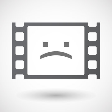 Isolated 35mm film frame with a sad text face