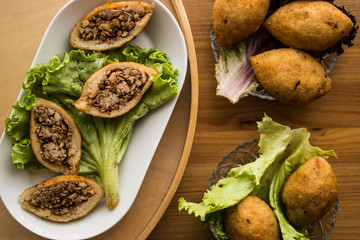 icli kofte / stuffed meatball falafel.