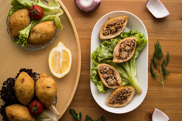 icli kofte / stuffed meatball falafel.