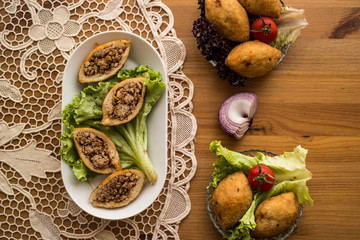 icli kofte / stuffed meatball falafel.