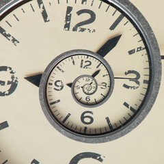 Vintage infinity clock. Time concept.