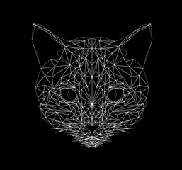Vector cat thin line style. Cat low poly design illustration. Abstract mammal animal. Geometric polygonal silhouette. Icon illustration for tattoo, coloring, wallpaper and printing on t-shirts