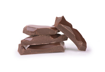 broken chocolate isolated on white background