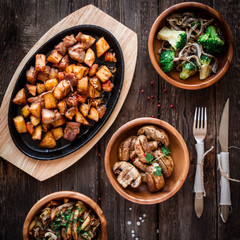 Roasted potato and meat