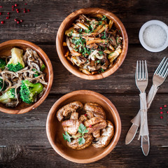Mushrooms and vegetables