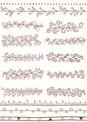 Collection of vector borders in doodle style