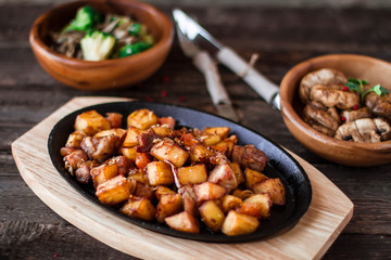 Roasted potato and meat