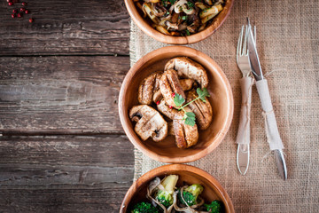 Mushrooms and vegetables