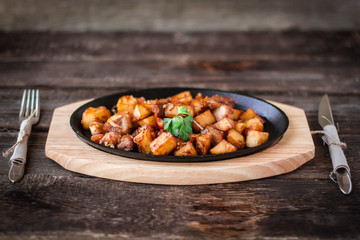 Roasted potato and meat