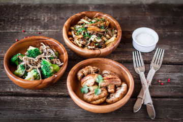 Mushrooms and vegetables