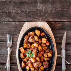 Roasted potato and meat