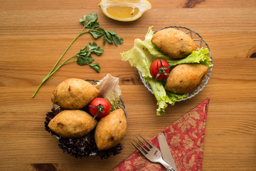 icli kofte / stuffed meatball falafel.