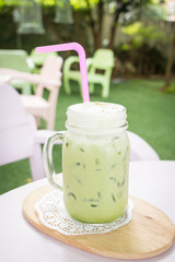 Matcha Green Tea with Milk on table
