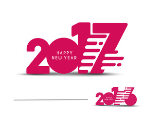 Happy new year 2017 & 2016 Text Design vector