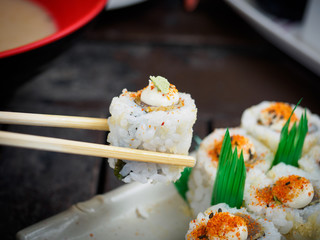 Japanese Sushi spicy tuna roll