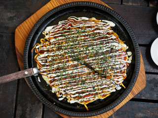 Okonomiyaki - Japanese hot plate pizza