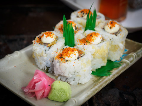 Japanese Sushi spicy tuna roll