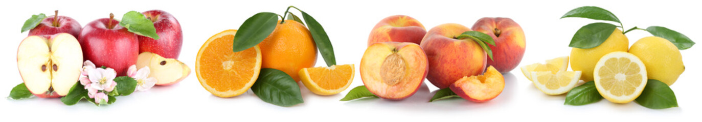 Früchte Apfel Orange Pfirsich Äpfel Orangen frische Frucht in