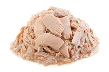 canned tuna fish on white background