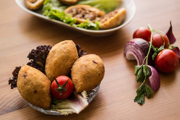 icli kofte / stuffed meatball falafel.