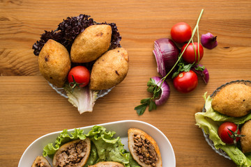 icli kofte / stuffed meatball falafel.