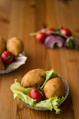 icli kofte / stuffed meatball falafel.