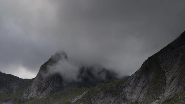 lake in norway during cloudy bad weather